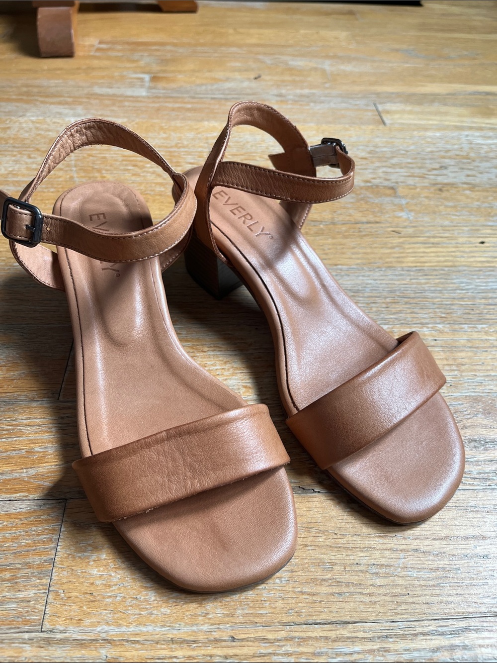 Everly Women's Cognac Ankle-Strap Block Heel Sandals